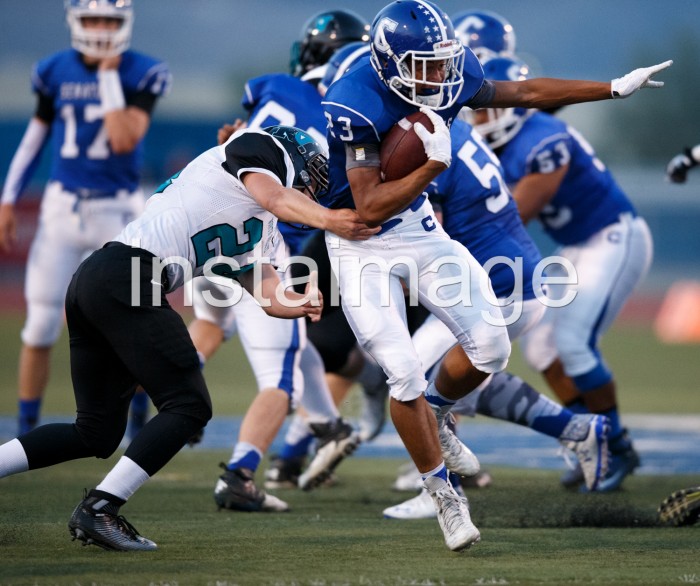 Carson's Greg Wallace dancing toward the end zone